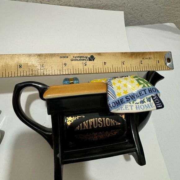 Vintage Cardew Black Sewing Machine Teapot 6”H, Made In England - Picture 10 of 16